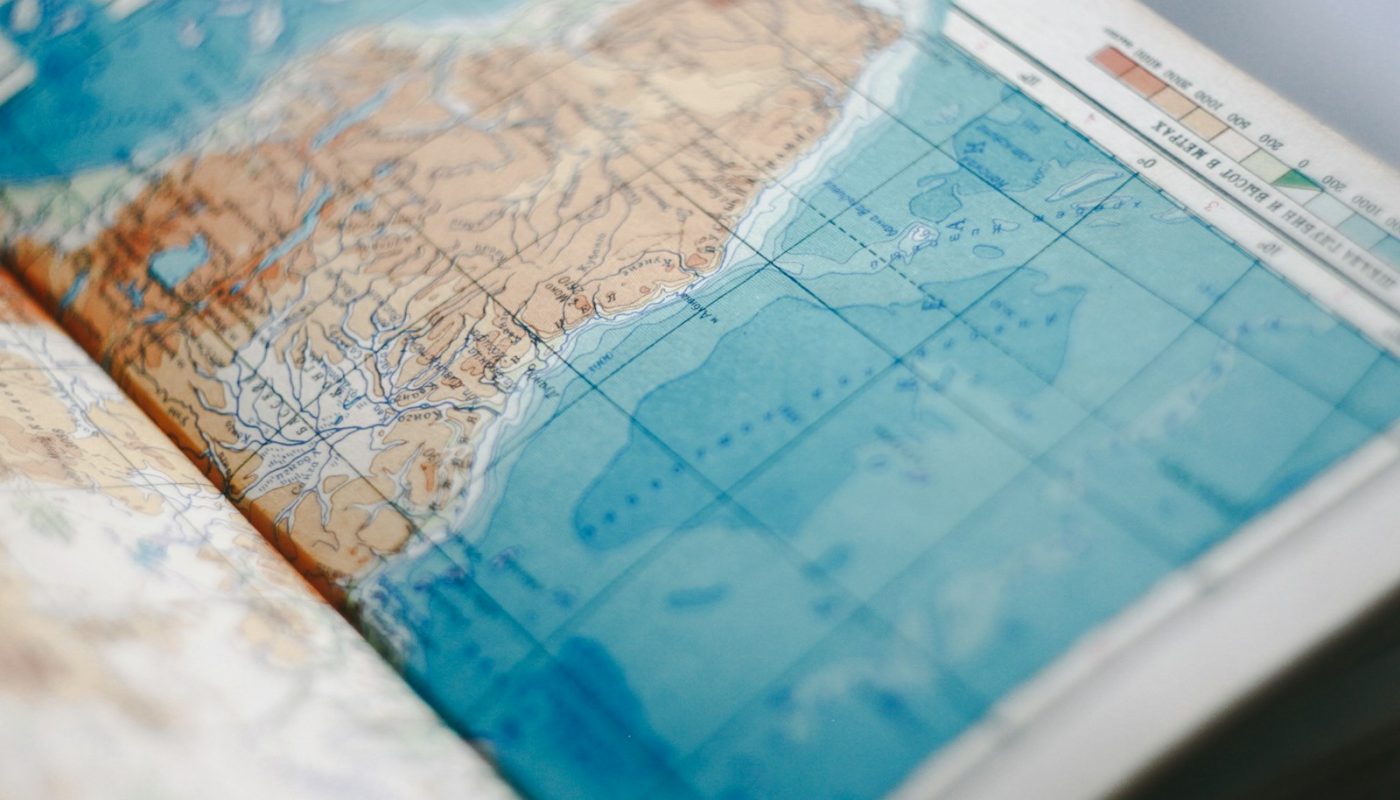 white blue and brown map