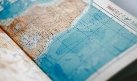 white blue and brown map