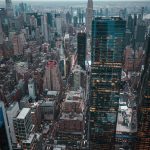 New york city skyline with empire state building at dusk.